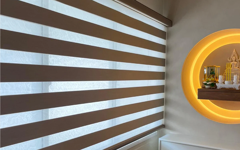 Korean combi blinds filtering light in a serene room.